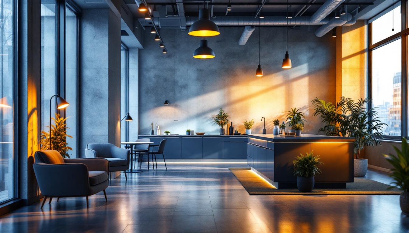 A photograph of a well-lit commercial space showcasing various lighting solutions in action