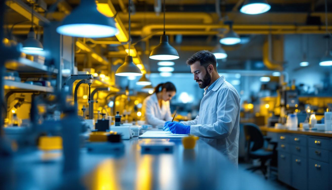 A photograph of a well-lit laboratory setting