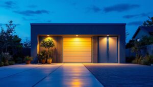 A photograph of a well-lit outdoor garage showcasing various led lighting options