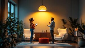 A photograph of a well-lit interior space featuring a 2 ft led light fixture installed