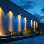 A photograph of a beautifully lit outdoor space showcasing an led wall pack in action