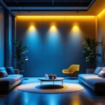 A photograph of a well-designed interior space showcasing a harmonious blend of direct and indirect lighting