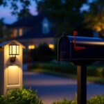 A photograph of a beautifully illuminated mailbox at dusk