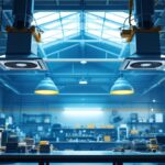 A photograph of a well-lit shop interior featuring strategically placed exhaust fans