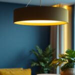A photograph of a stylish cylinder ceiling light fixture installed in a modern interior setting