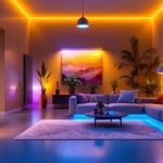 A photograph of a well-lit indoor space showcasing various uv lighting installations