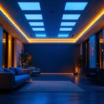 A photograph of a beautifully designed indoor space featuring recessed lighting