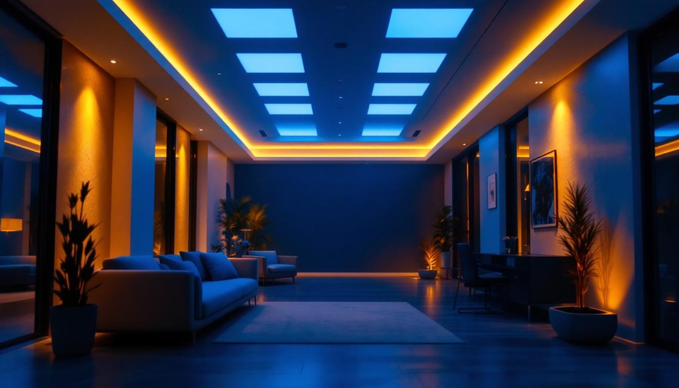 A photograph of a beautifully designed indoor space featuring recessed lighting
