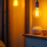 A photograph of a stylishly lit interior space showcasing a t lamp bulb in use