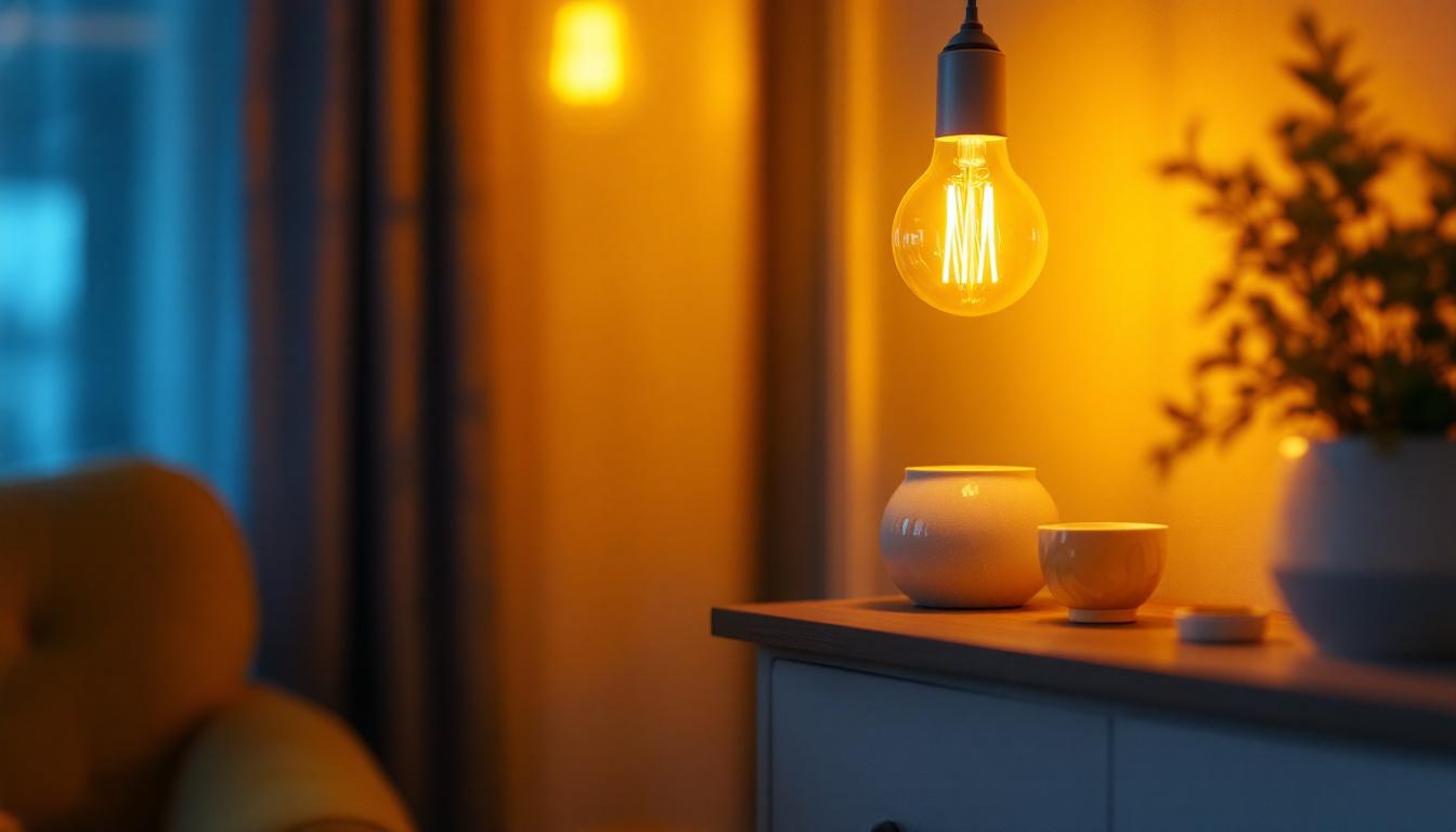 A photograph of a stylishly lit interior space showcasing a t lamp bulb in use