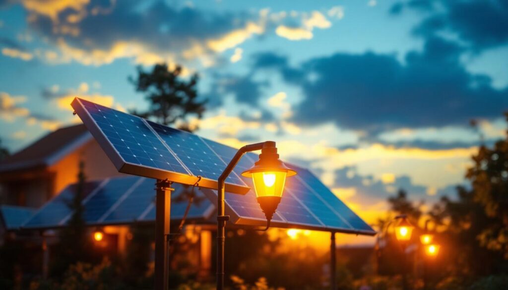 A photograph of a solar panel installation in an outdoor setting
