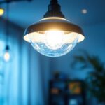 A photograph of a beautifully designed ceiling hanging light fixture in a stylish interior setting