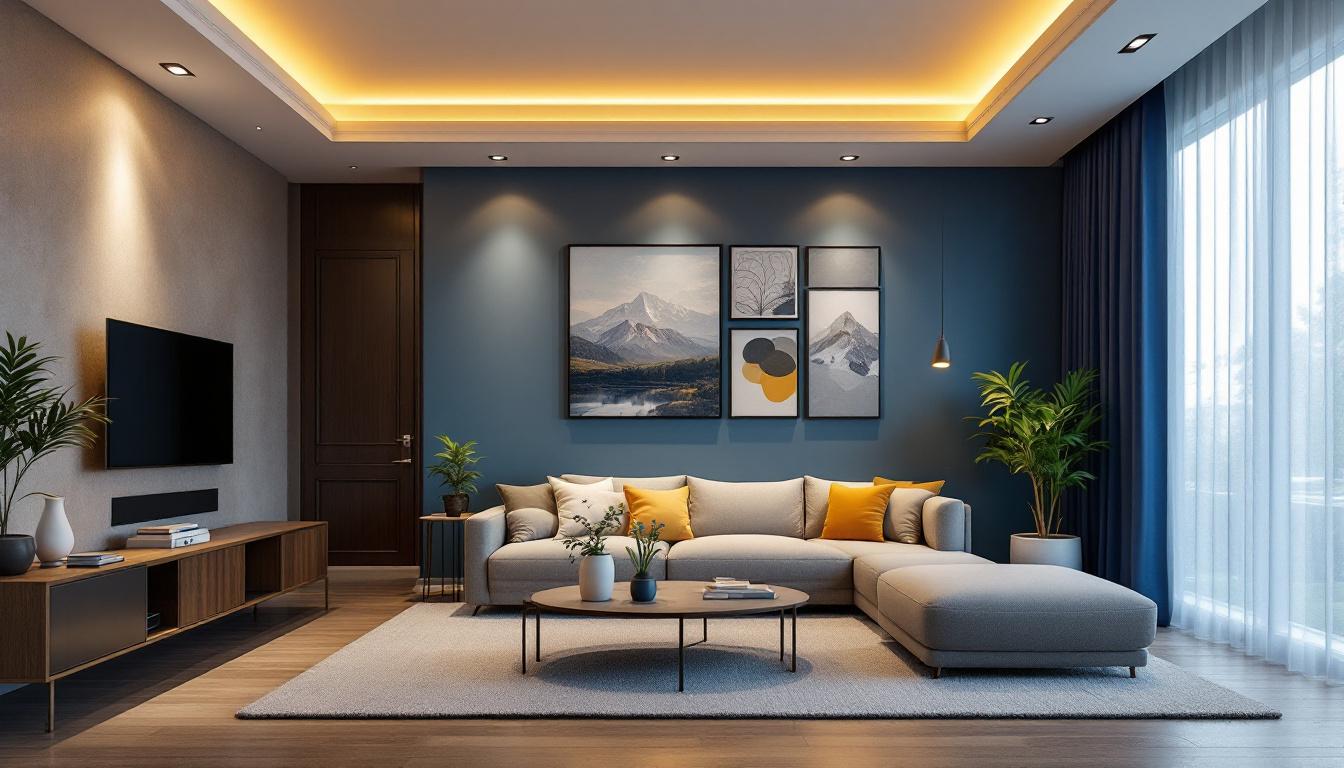 A photograph of a beautifully designed living space featuring recessed 4-inch lighting trim