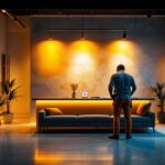 A photograph of a well-lit interior space showcasing a modern led lighting installation