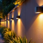 A photograph of a beautifully illuminated outdoor wall featuring sleek led lighting fixtures