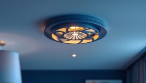A photograph of a beautifully designed decorative recessed can light cover installed in a modern living space