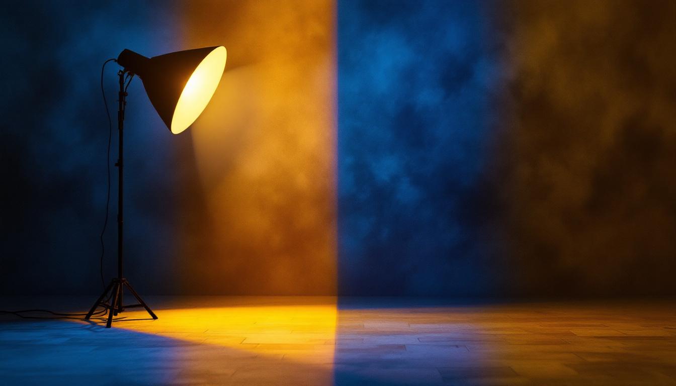 A photograph of a dynamic lighting setup showcasing the contrast between a traditional light source and innovative alternatives