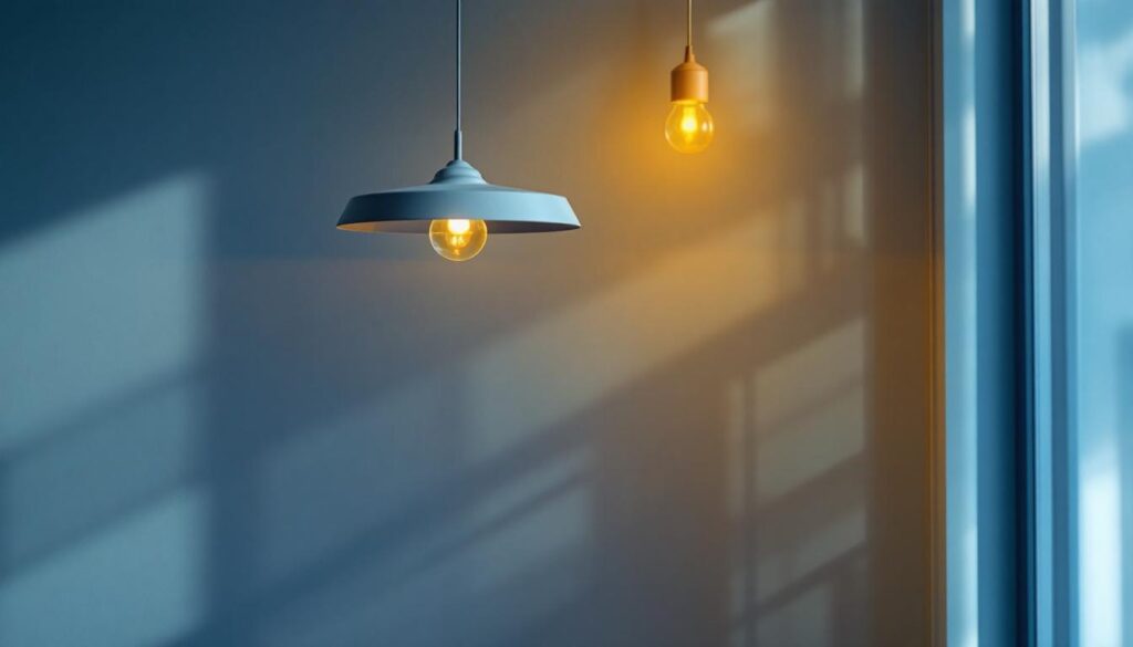 A photograph of a stylish pendant lamp in a modern interior setting