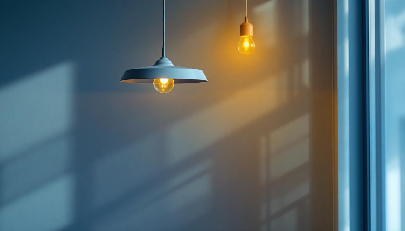 A photograph of a stylish pendant lamp in a modern interior setting