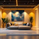 A photograph of a beautifully designed interior space featuring recessed downlighting