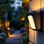 A photograph of capture a photograph of an outdoor motion detector switch installed on a stylish light fixture
