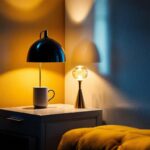 A photograph of a beautifully designed architectural lamp in a stylish interior setting