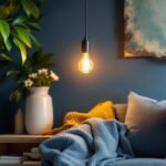 A photograph of a stylish barn lamp in a contemporary setting