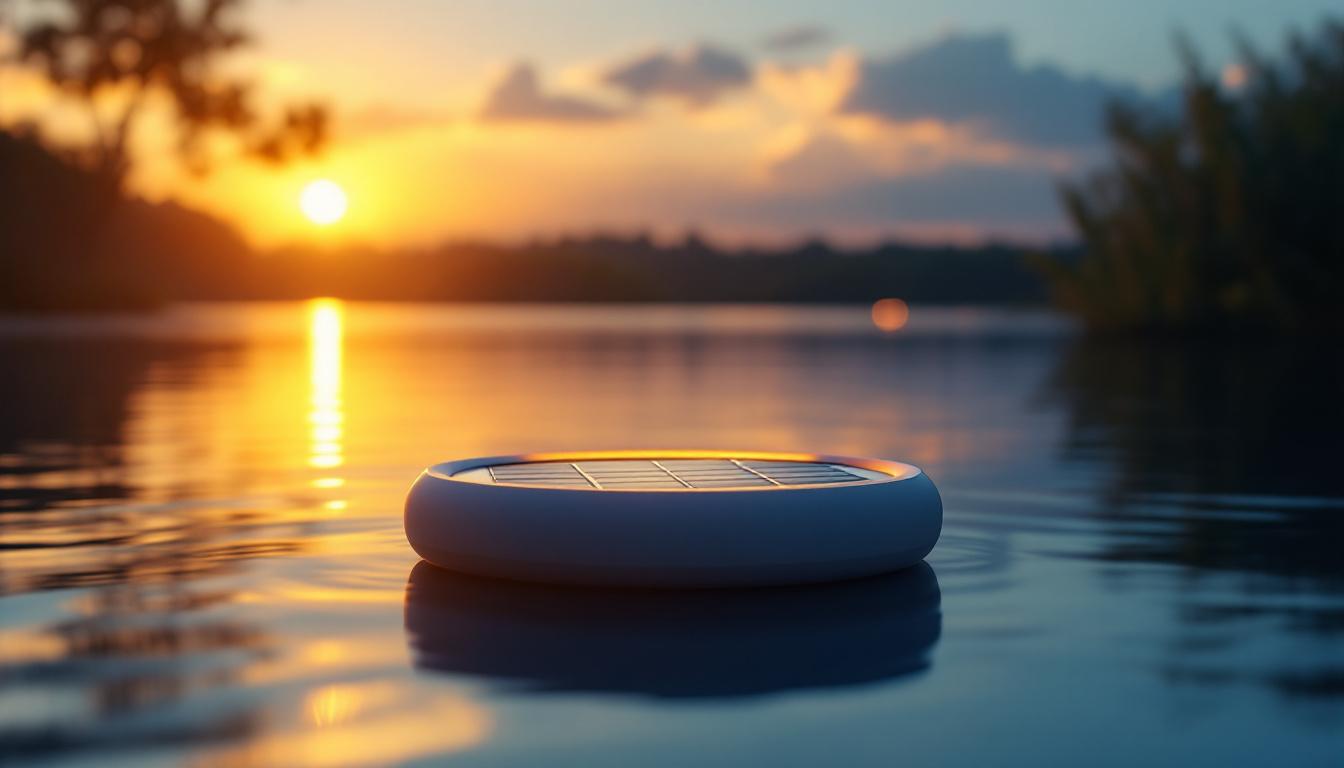 A photograph of a serene outdoor setting at dusk