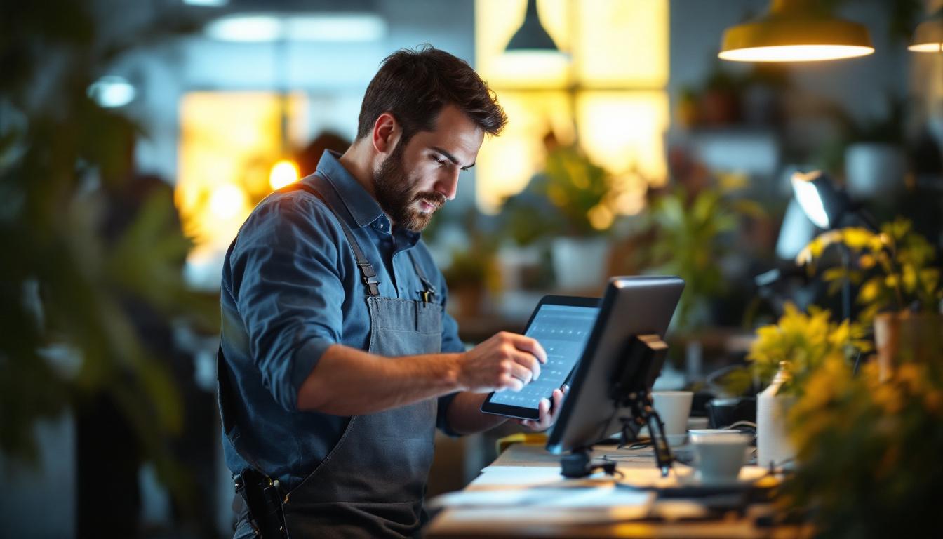 A photograph of a lighting contractor expertly installing or showcasing various led kits in a well-lit workspace