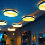 A photograph of a well-lit interior space featuring several 2-inch led can lights installed in the ceiling