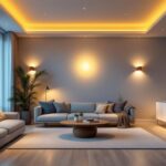 A photograph of a well-lit modern interior showcasing recessed led lights in various settings