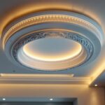 A photograph of a beautifully designed decorative recessed lighting trim installed in a modern interior space
