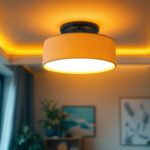 A photograph of a well-designed ceiling interior light fixture in a stylish room setting