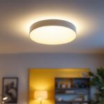 A photograph of a well-lit room featuring a stylish 6-inch led ceiling light installation
