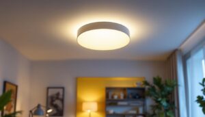 A photograph of a well-lit room featuring a stylish 6-inch led ceiling light installation