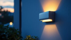 A photograph of capture a photograph of a lithonia lighting wall pack installed on an exterior wall