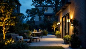 A photograph of a well-designed outdoor lighting setup featuring a light shield in use