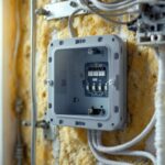 A photograph of a plastic junction box cover installed in an energy-efficient setting