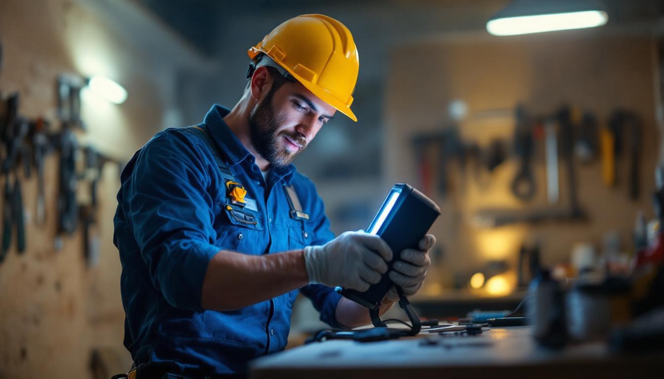 A photograph of a contractor using a powerful
