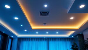 A photograph of a well-lit interior space showcasing various recessed lighting installations