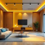 A photograph of a beautifully designed interior space featuring both authentic and fake recessed lighting