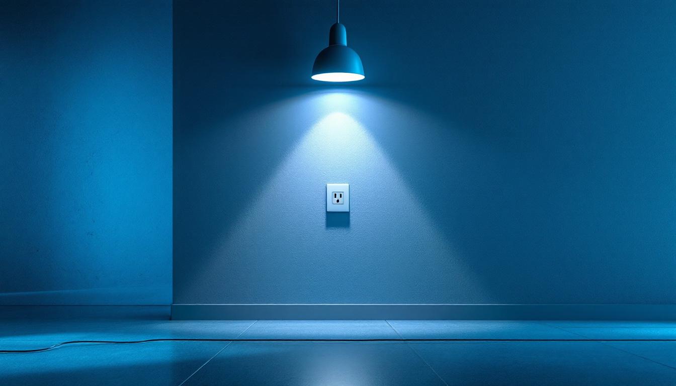 A photograph of a well-lit indoor space showcasing a single ac outlet strategically positioned near stylish lighting fixtures
