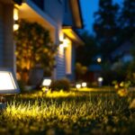 A photograph of a well-lit outdoor space featuring a variety of led flood light bulbs in use