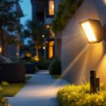 A photograph of a well-lit outdoor area featuring a sleek