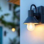 A photograph of a well-installed exterior light fixture with an integrated outlet