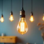 A photograph of a beautifully designed light bulb pendant light hanging in a stylish interior setting