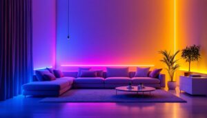 A photograph of a well-lit interior space showcasing vibrant