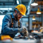 A photograph of a skilled lighting contractor efficiently installing single wire electrical connectors in a well-lit