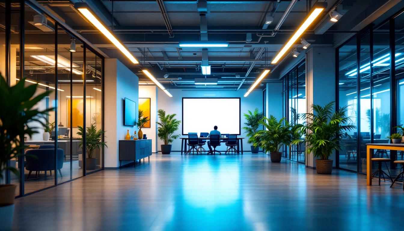 A photograph of a well-lit indoor space showcasing t5 light fixtures installed in a commercial setting