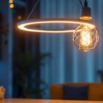 A photograph of a beautifully designed led pendant light fixture in a modern interior setting